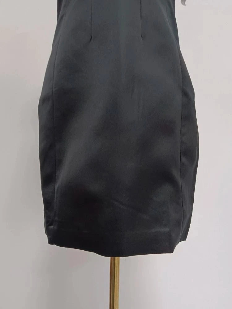 CHICEVER Square Collar Sleeveless High Waist Women Dresses Patchwork Flowers Mini Black Dress 2023