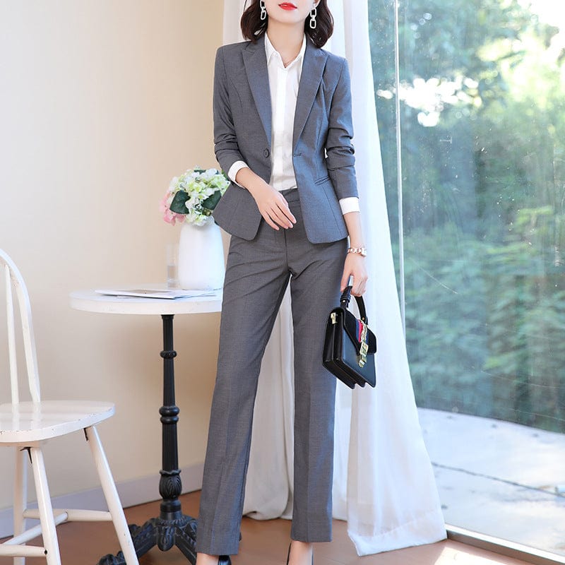 China Factory Formal Soft Black Pant Suit for Women Work Wear Office Lady Style Business Blazer with Pants
