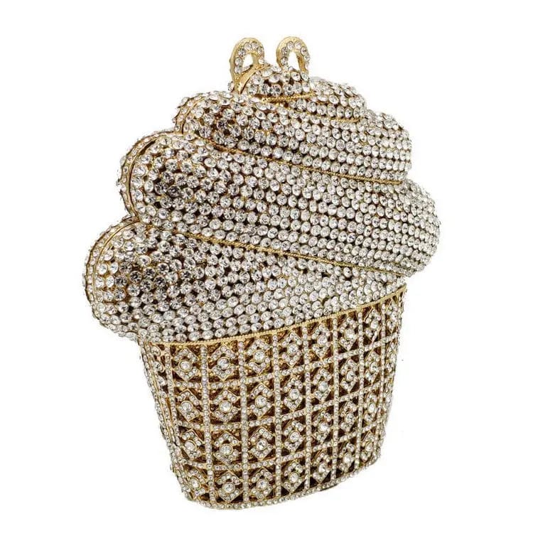 China Factory Price Metal Strap Women Crystal Rhinestone Clutch Bag For Formal Party Fun Ice Cream Evening Bag