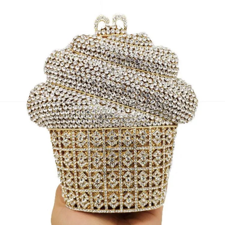 China Factory Price Metal Strap Women Crystal Rhinestone Clutch Bag For Formal Party Fun Ice Cream Evening Bag