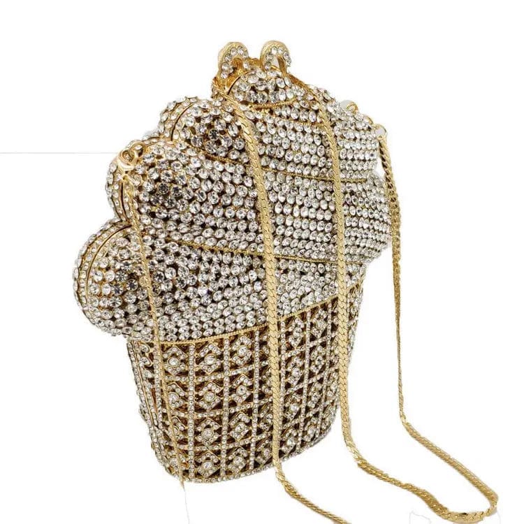 China Factory Price Metal Strap Women Crystal Rhinestone Clutch Bag For Formal Party Fun Ice Cream Evening Bag