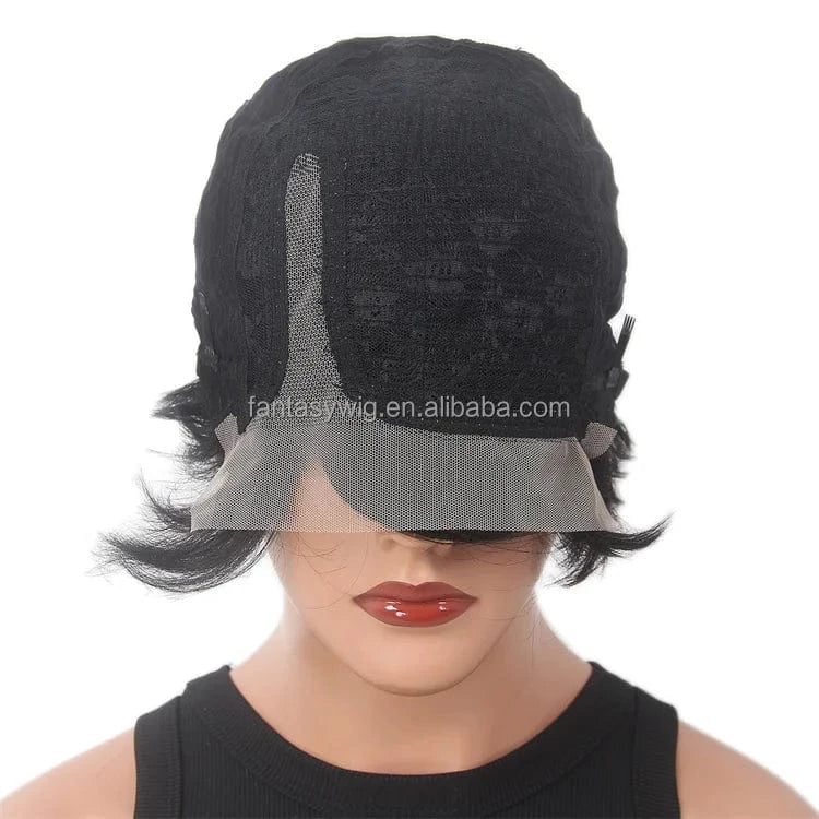 China Factory Seller 150 T Part Straight And Bob Frontal Black Lace Front Bob Wig