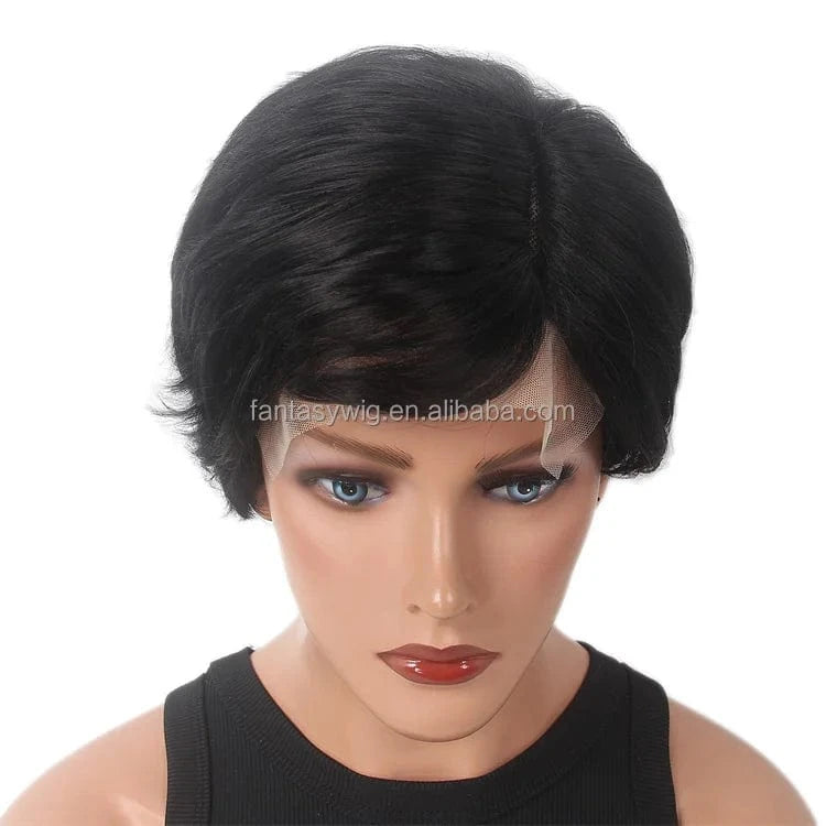 China Factory Seller 150 T Part Straight And Bob Frontal Black Lace Front Bob Wig