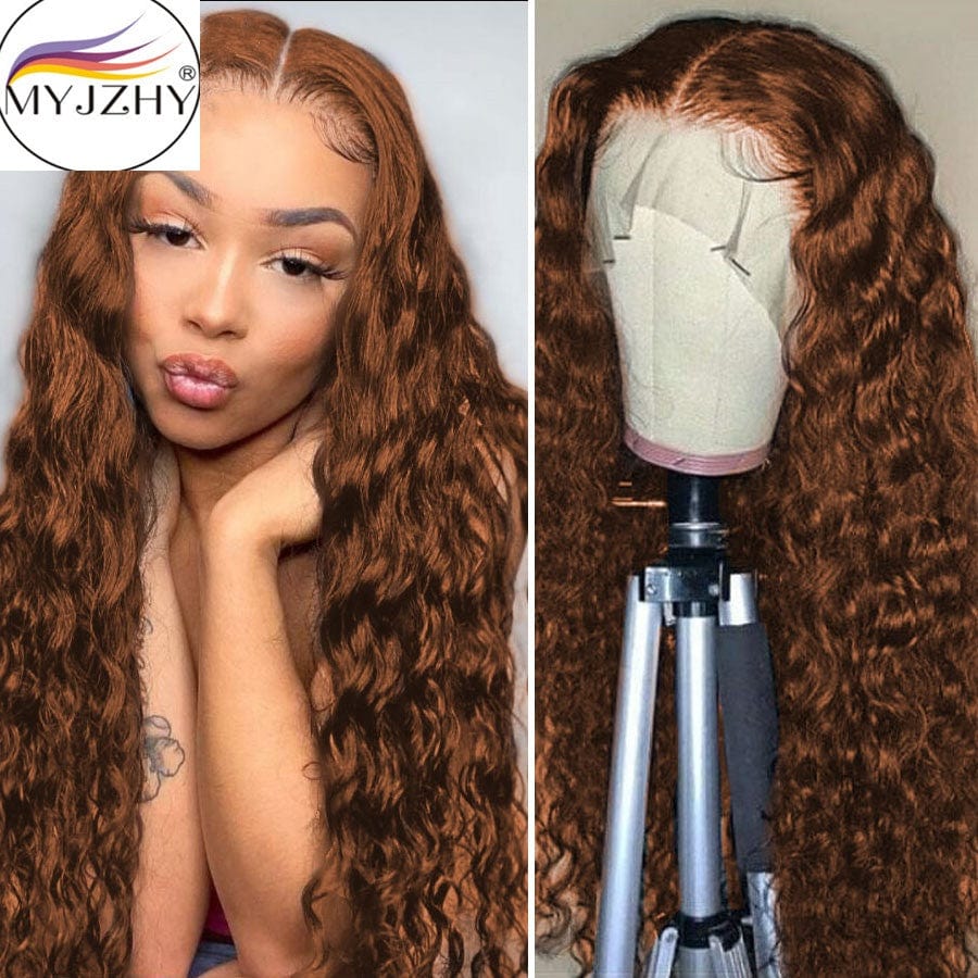 Chocolate Brown Blonde Color Wholesale Different Texture Body Wave Virgin Brazilian Cuticle Aligned Hair Lace Front Wigs