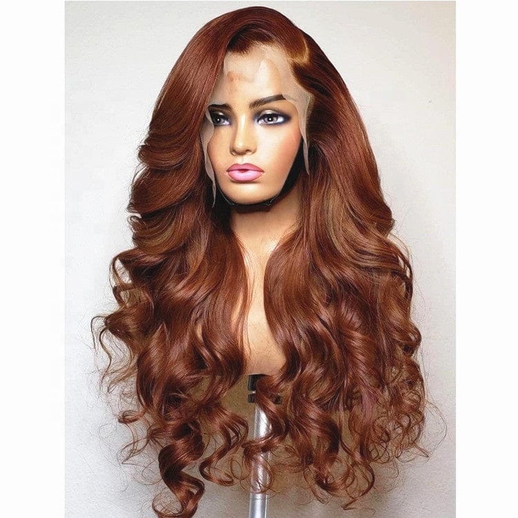 Chocolate Brown Blonde Color Wholesale Different Texture Body Wave Virgin Brazilian Cuticle Aligned Hair Lace Front Wigs
