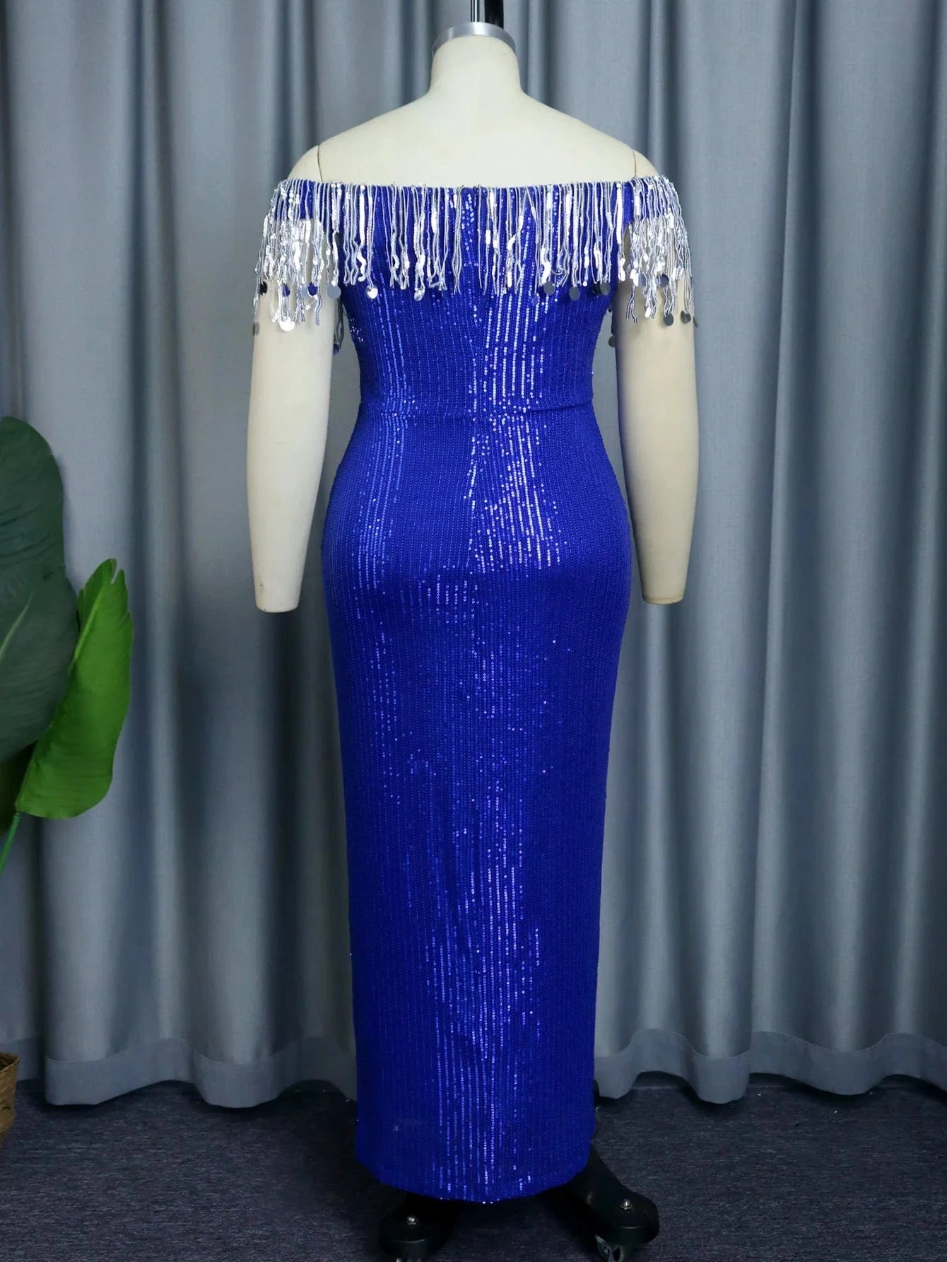 Christmas AOMEI Frigne Women Plus Size Off the Shoulder Sequin Dress