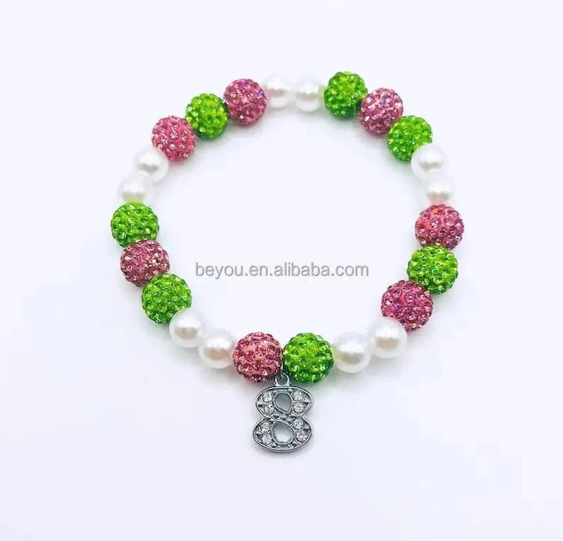 classic / 19CM / Pink green Pink Green Chatoyant Stone Bling Maple Enamel Rhinestones Pendant Elastic Bracelet Jewelry For Girl Women Gift