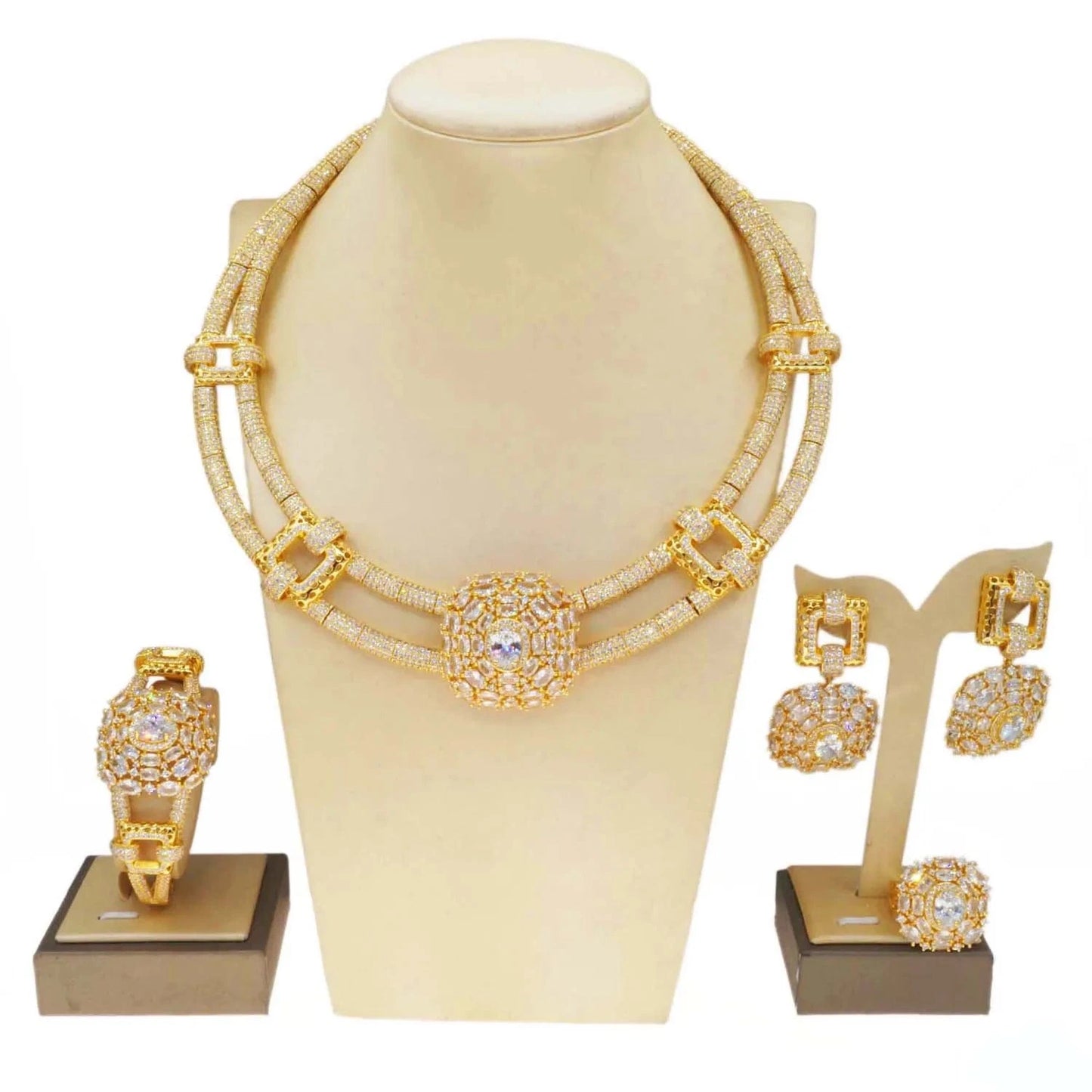 classic / can be adjusted / As the picture American Diamond Jewelry Set High quality Zircons Jewellery African Fashion Women Party Wedding Dating Gift Costume Accessories