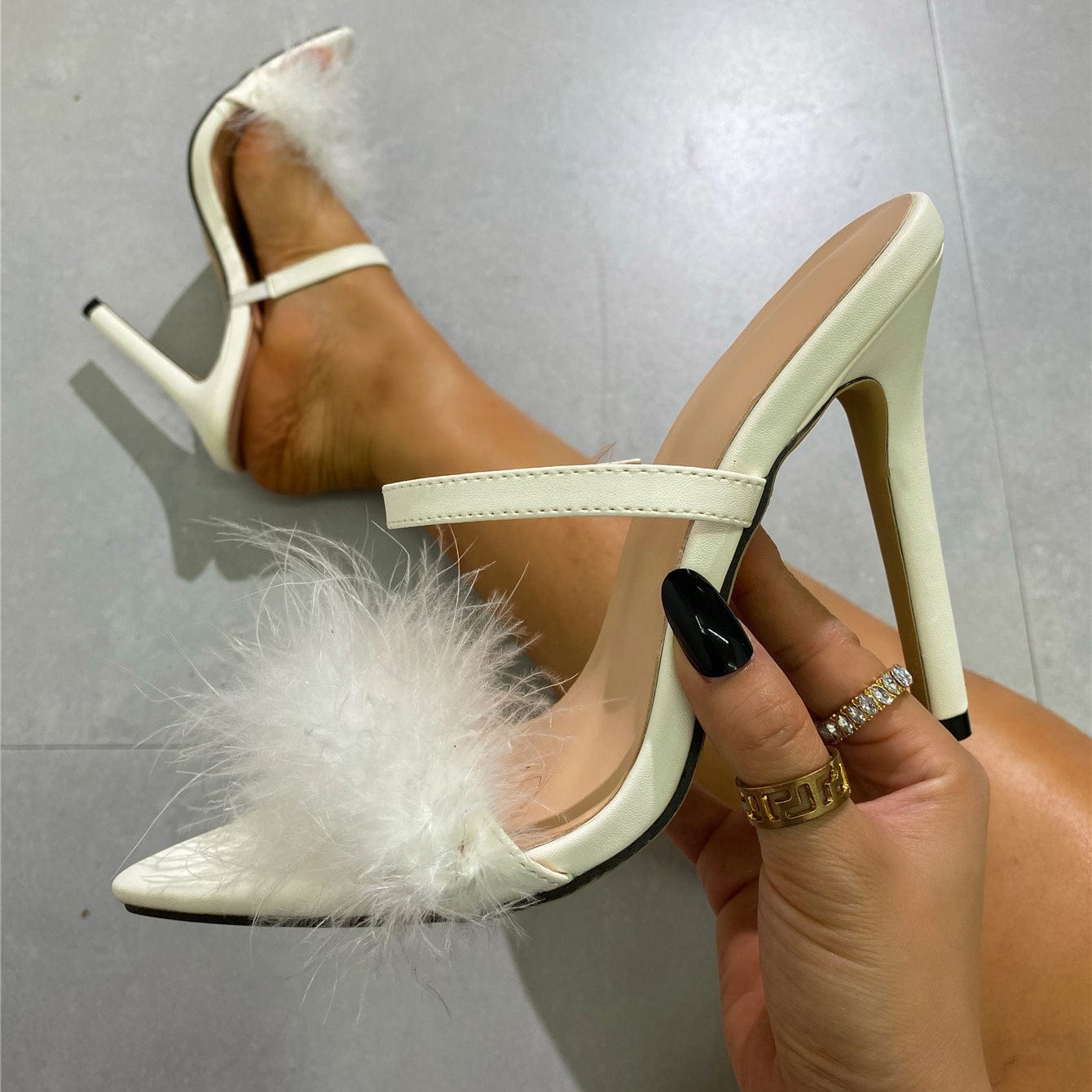 Clear PVC Transparent Pumps Slip-On Thin Heel High Heels Point Toes Womens Party Shoes Nightclub Pumps White Size 35-42