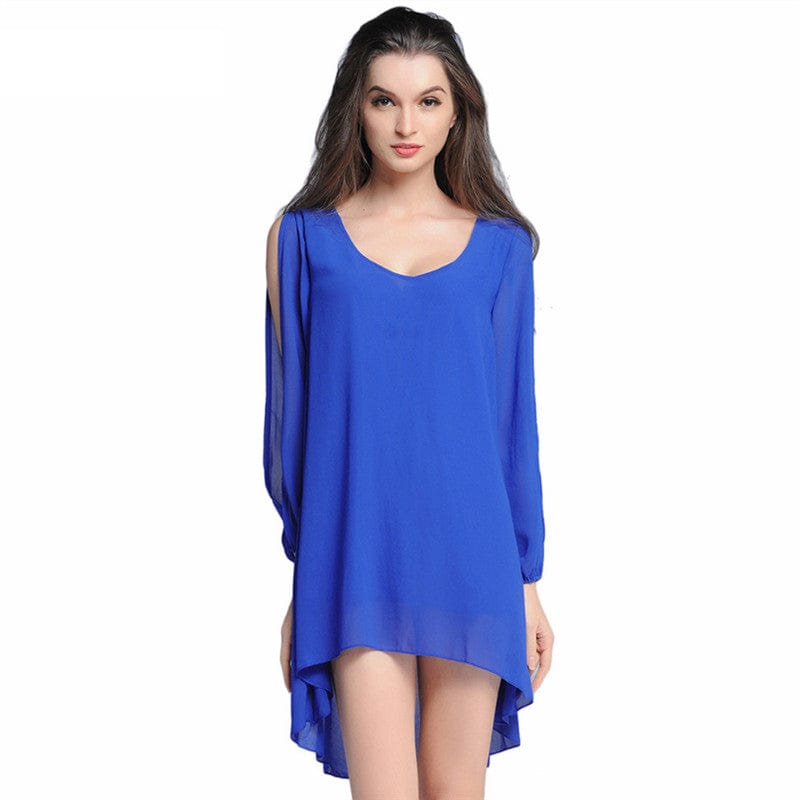 Clearance Chiffon Summer Split Sleeves Irregular Lady Casual Dress