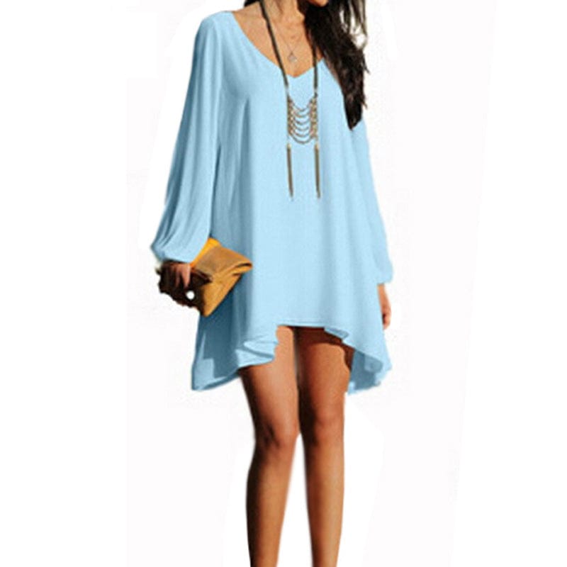 Clearance Chiffon Summer Split Sleeves Irregular Lady Casual Dress