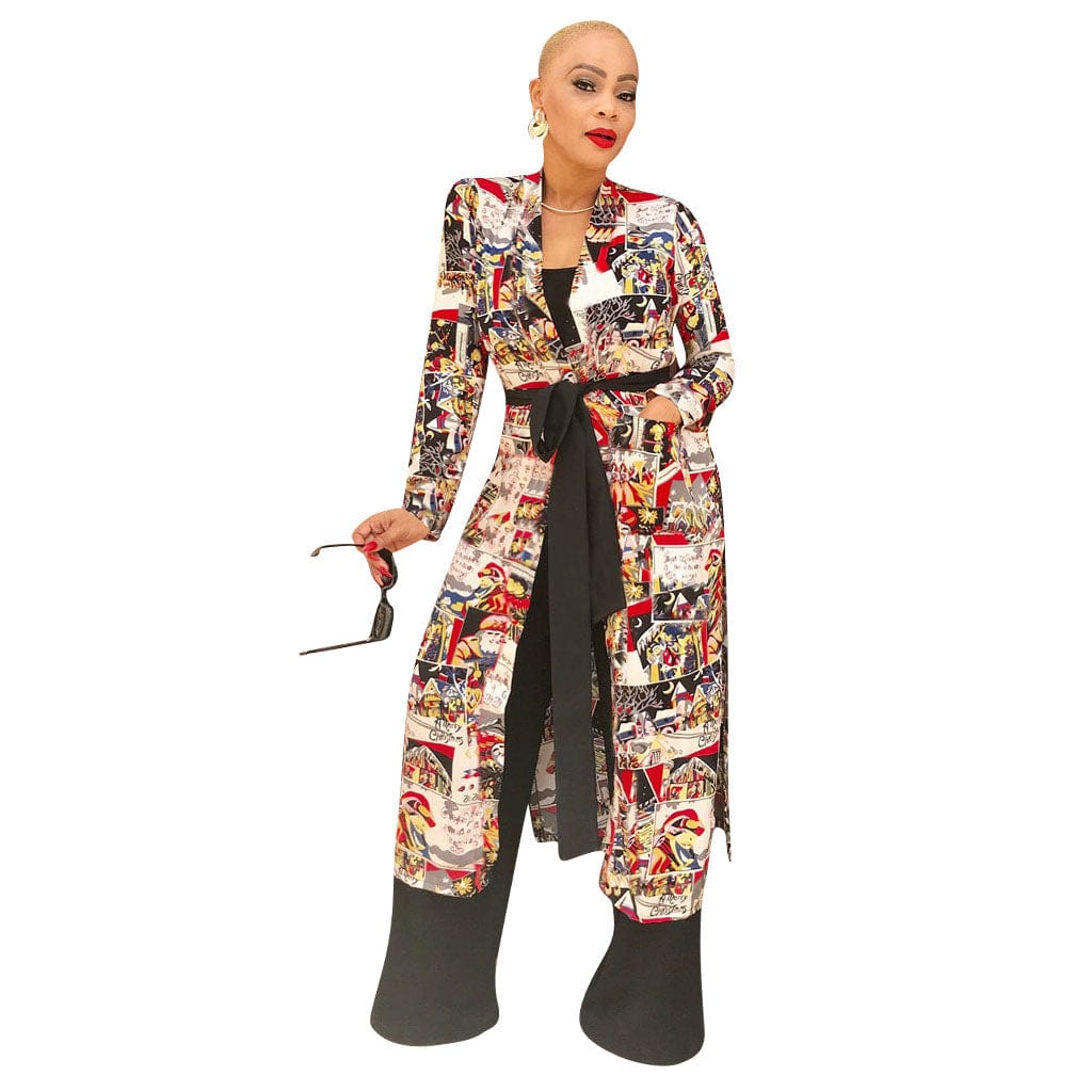Clothing Factory Wholesale Autumn Print Long Blouse Shirt Women African Sexy Boho Designer Top with Pockets
