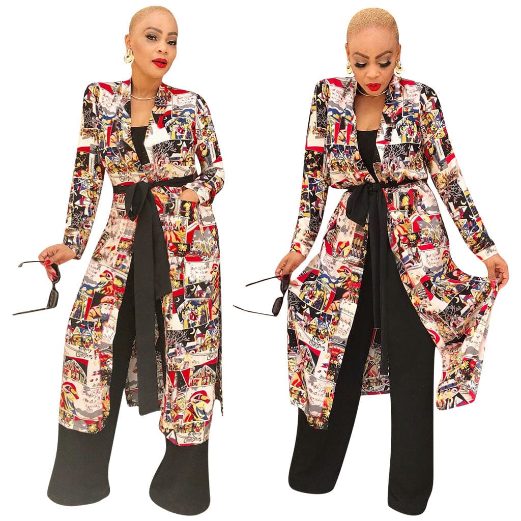 Clothing Factory Wholesale Autumn Print Long Blouse Shirt Women African Sexy Boho Designer Top with Pockets