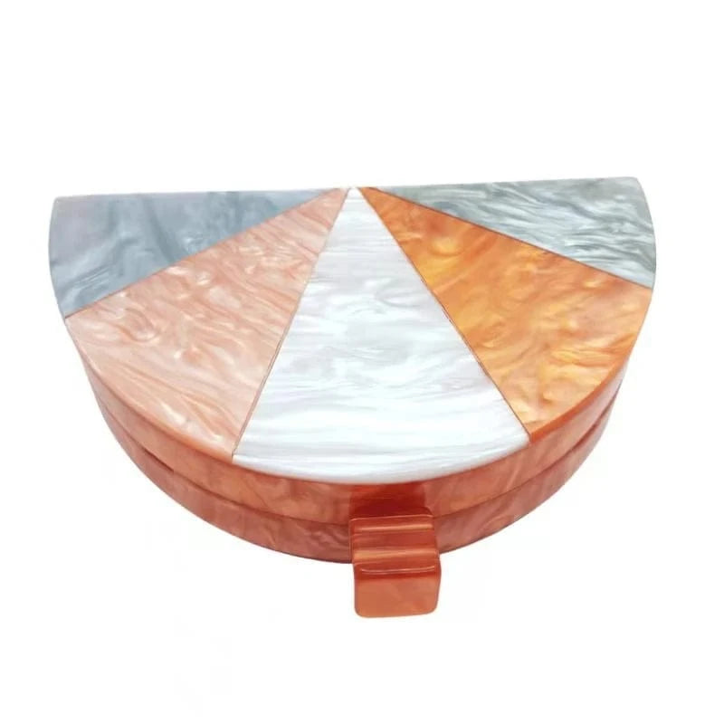 Clutch Purses Women Semicircle Evening Bag Crossbody Bag Elegant Acrylic Handbags for Wedding Cocktail Party