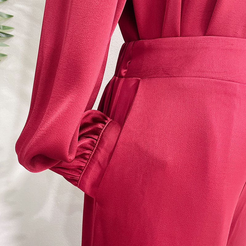 Co Ord 2 Piece Satin Silk Suit Muslim Islamic Clothing T-shirt Match Pockets Pants Malaysia Borong Abaya Baju Kurung