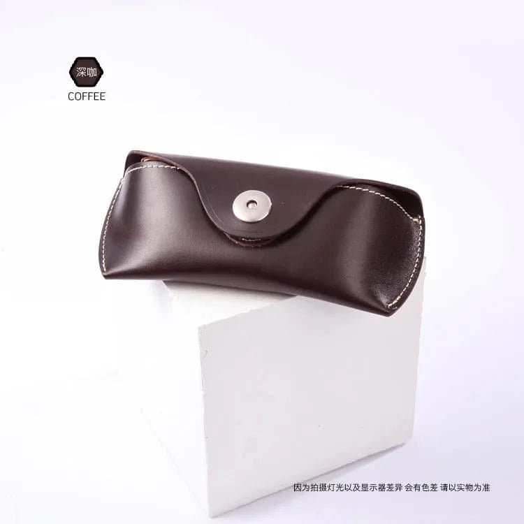Coffee 2023 New Vintage Handmade Leather Glasses Case Portable Glasses Case Genuine Cowhide Leather Glasses Bag