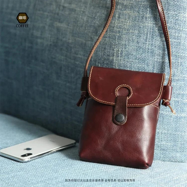 coffee Hot Selling Cute Small Genuine Leather Phone Sling Bag Casual Everyday Phone Bag Crossbody Bag For Women