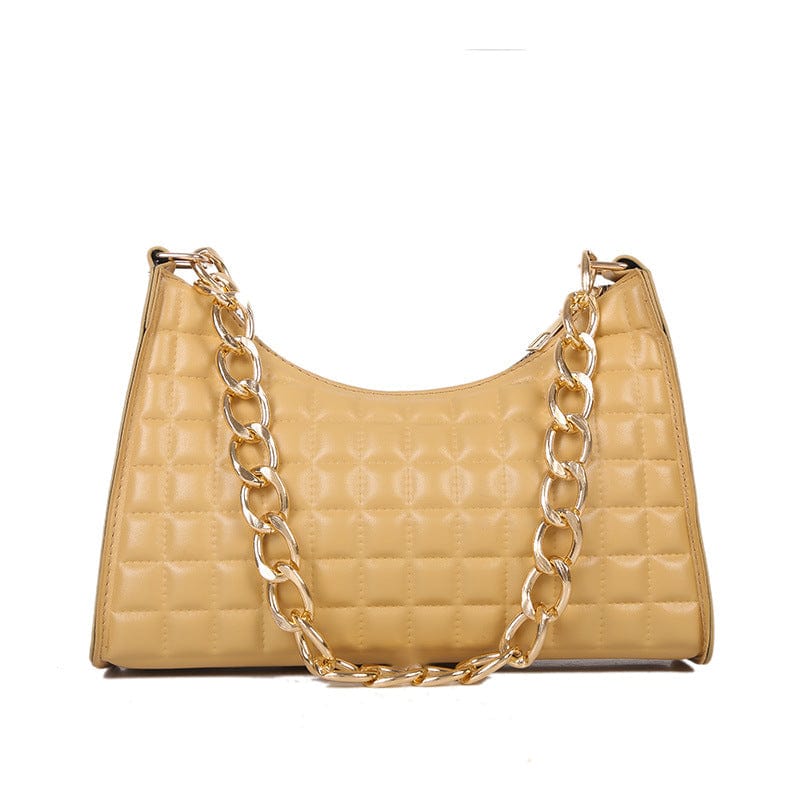 coffee Hot Selling Fashion Dumplings Underarm Chain Lattice Design Pu Leather Bags Hand Bags and Purse Women