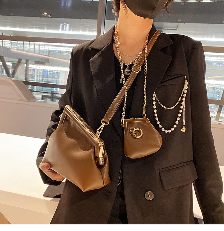coffee Luxury Designer Retro PU Leather Evening Clutch Bag Ladies Small Shoulder Messenger Bags
