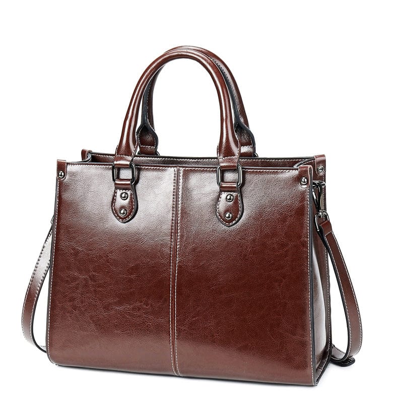 Coffee REALER Dropshipping women Shoulder Crossbody Bags Ladies tote Hand bags genuine leather oil wax skin women handbags