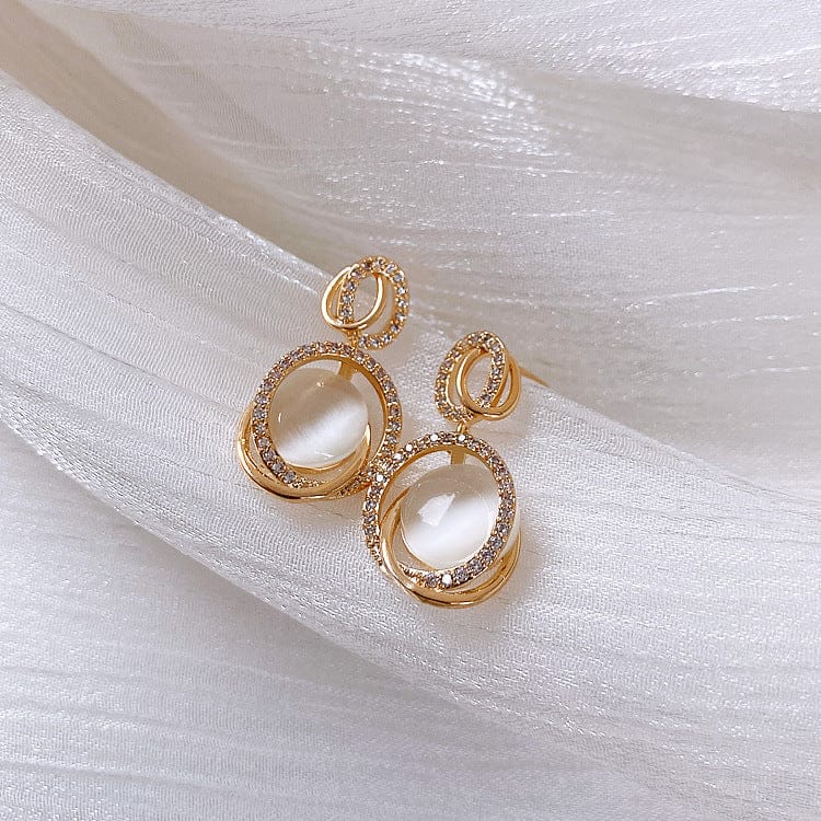 Color 1 LWI60247 Ojos Malvados Anillo Newest Temperament S925 Post Crystal Cross Circle Gold Plated Rhinestone Round Opal Earring