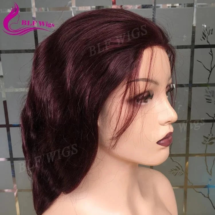 Color 99J full lace virgin remy human hair wig body wave full lace wig with pu around the perimeter under 200