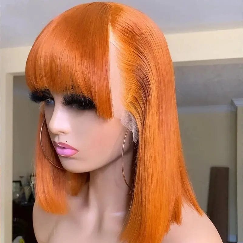Colorful Orange Brazilian Human Hair Lace
