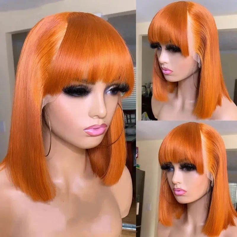 Colorful Orange Brazilian Human Hair Lace