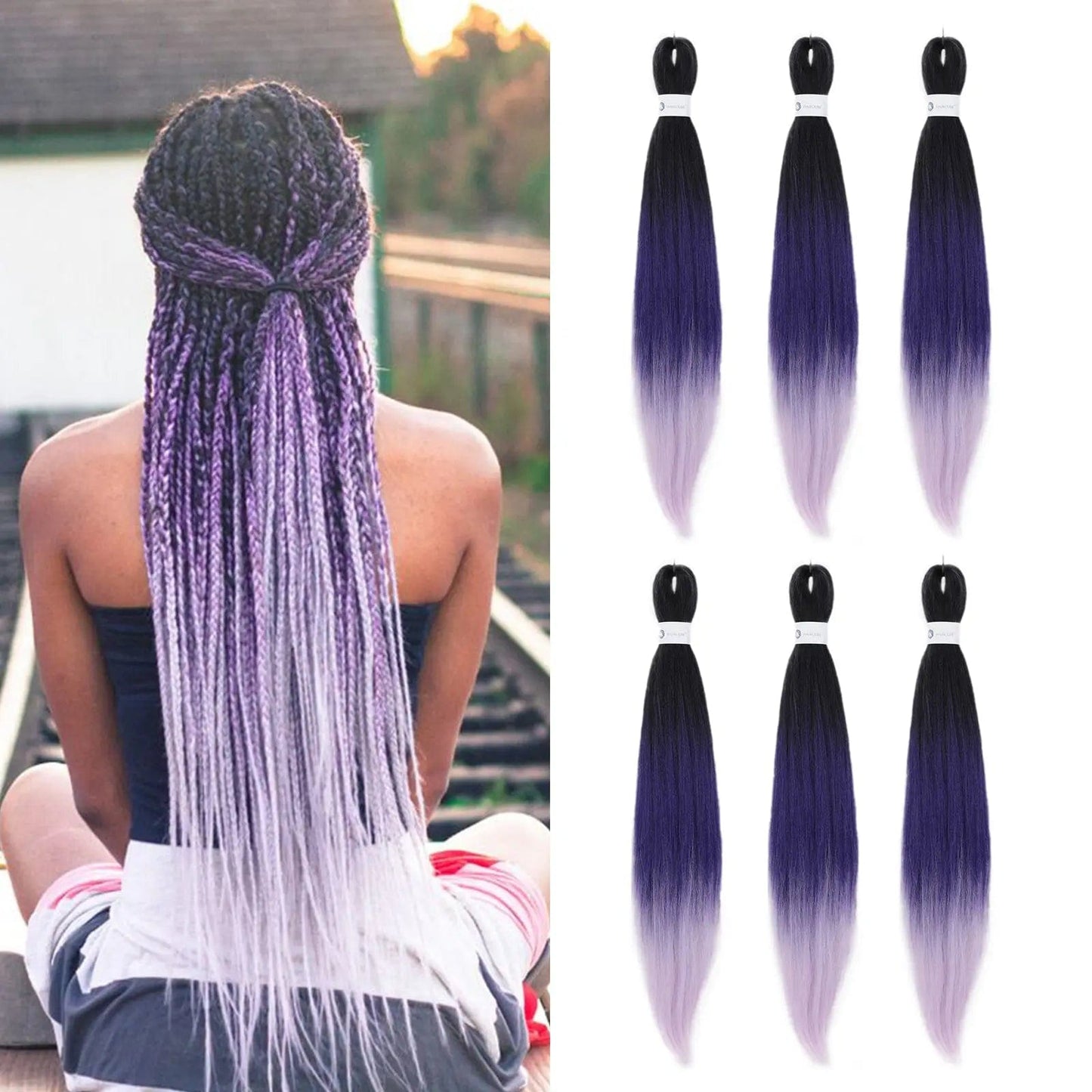 Contact customer service for other sizes and color / NZB002-3 Ombre Extensions Synthetic Hair Blue Braids Straight Pre Stretched Jumbo Braiding Hair glueless braid wigs wholesale