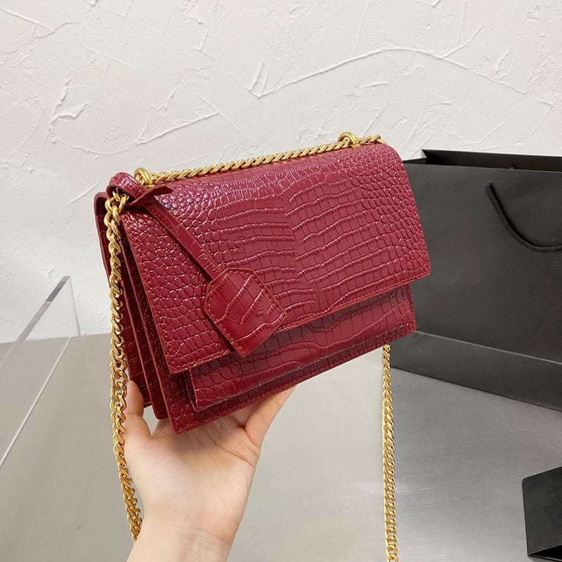 Contact For All Brands Catalog / Burgundy Sac a main crocodile leather handbags designer ladies purses Luxury handbag for women
