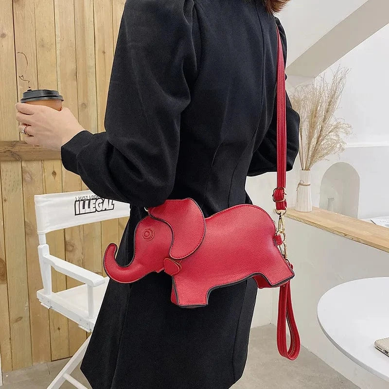 Creative Fun Elephant Shape Bag Female New Cute Cartoon Shoulder Portable Handbag Personality Female Bag Geek Coin Purses
