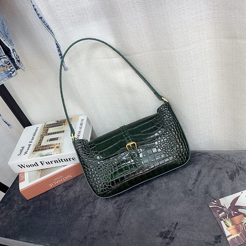 crocodile pattern dark green 2022 Hot Selling crocodile pattern Handbags Fashion Printed Handbag Shoulder Custom Logo Large Capacity Purse and Bags Handbags