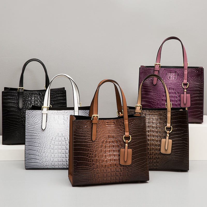 Crocodile Pattern Shoulder Handbag Soft Leather Tote Bag Luxury Handbag Sets 3 Pieces Lady Hand Bags