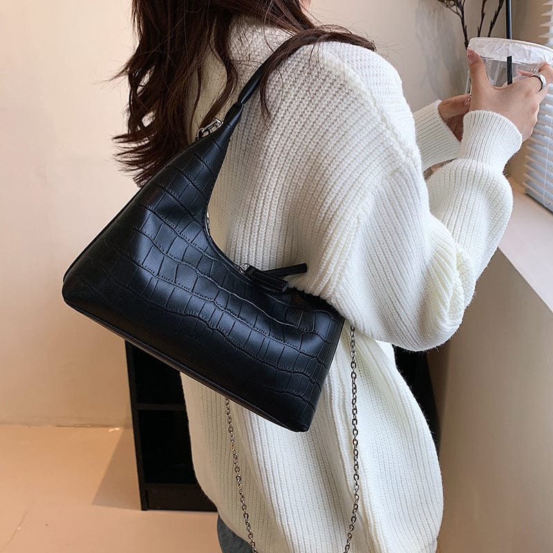 Crocodile Print Korean Crescent Armpit Women's Premium Fashion Shoulder Women Fashion Handbags Multi-Functional Purse