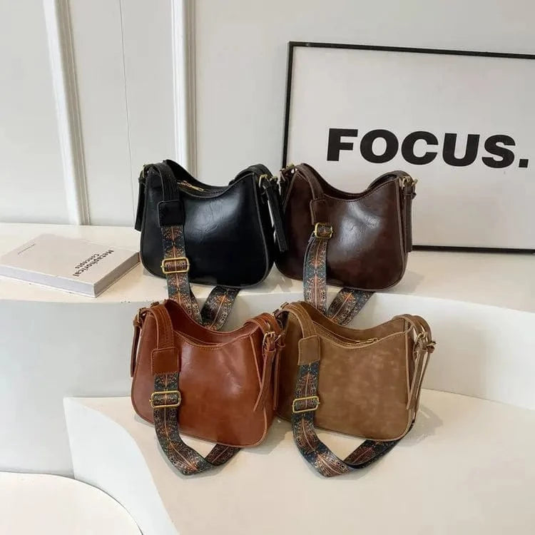 Crossbody Bags for Women Stylish Wide Strap Shoulder Bag PU Leather Daily Use Purses and Handbags with Zipper