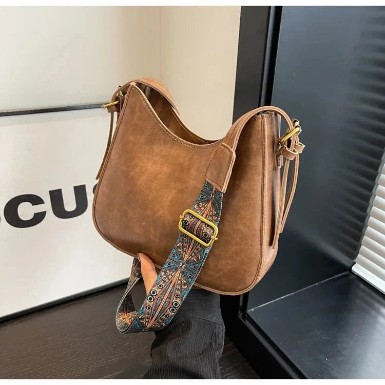 Crossbody Bags for Women Stylish Wide Strap Shoulder Bag PU Leather Daily Use Purses and Handbags with Zipper