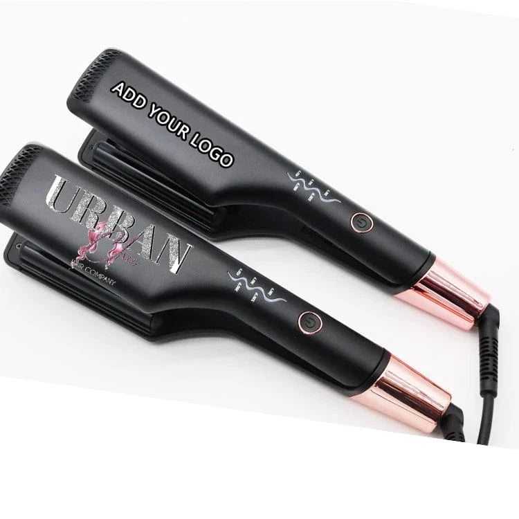 Curling Crimping 2 Barrel Hair Curling Iron, Hair Crimper Professional Beach Wave Curling Crimping Iron Deep Waver Hot Tool