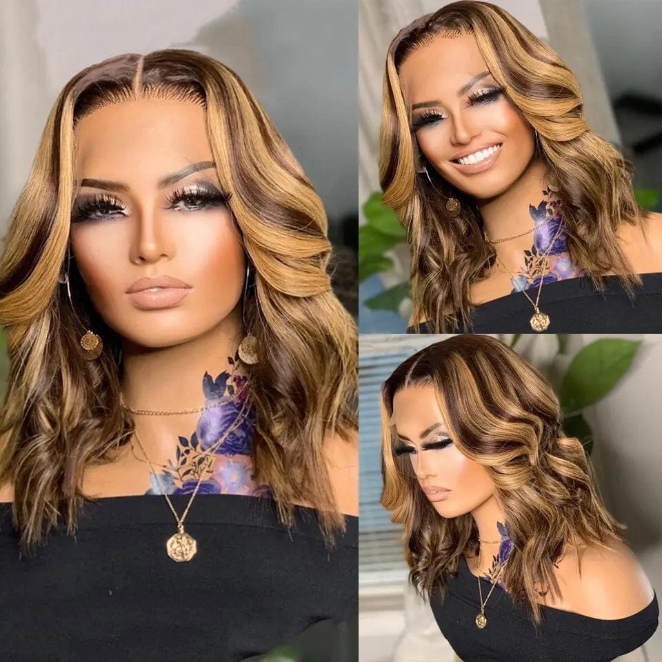 Curly Highlight Wig Human Hair Ombre Colored Hair