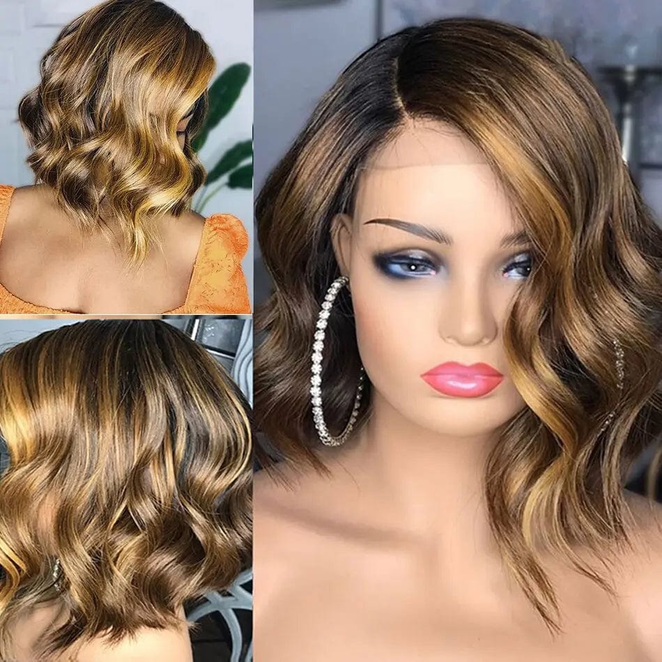 Curly Highlight Wig Human Hair Ombre Colored Hair