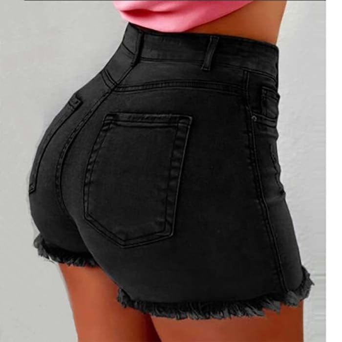 Custom Fashion Push Up Wash Spandex Skinny Blue Stretchy Denim Women's Shorts Plus Size Summer High Waist Jean Shorts For Women