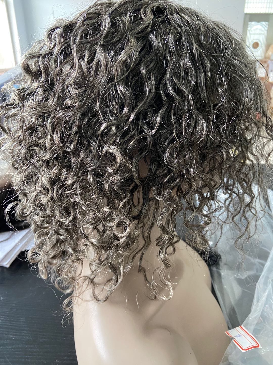 Custom kinky curly salt and pepper real hair Wigs grey u part Human Hair Wigs 4x4 closure lace part wig silver grey color