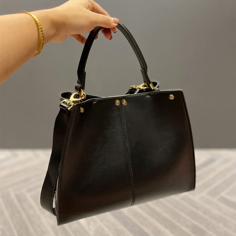 Custom ladies smooth tote bags luxury large capacity shoulders handbags for women