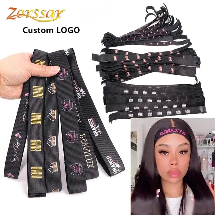 Custom logo designer headband wraps women elastic Adjustable athletic wig Lace Hair melt band