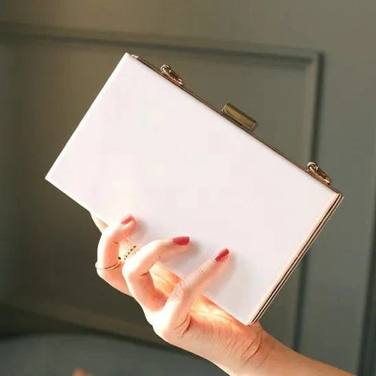 Custom logo stylish clear acrylic crossbody box bag white acrylic clutch