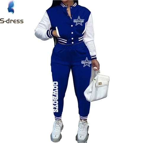 Custom  plus size women's sets sport botton baseball uniforms sweatsuit ladies jacket and pants women two piece set