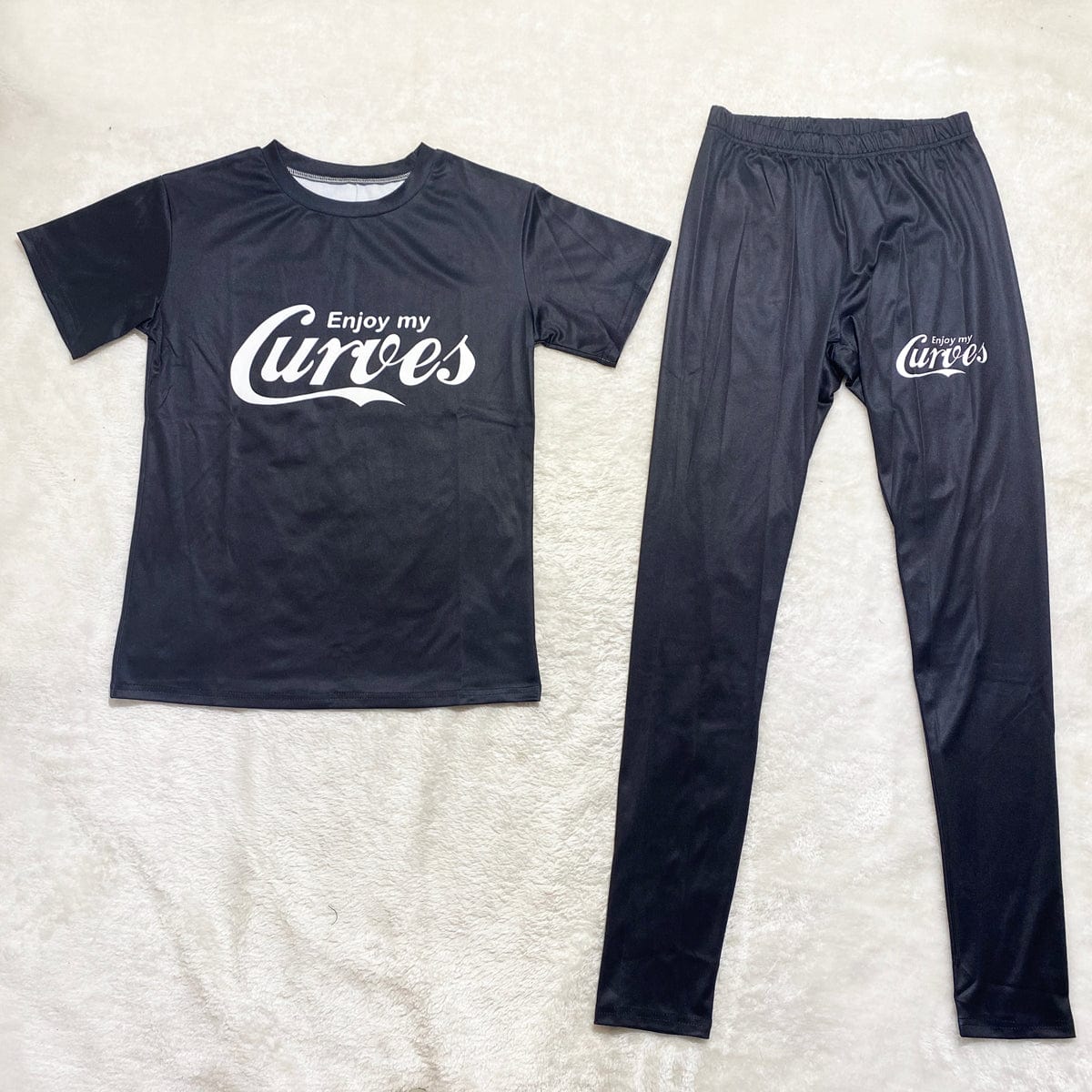 Custom Short Sleeve T Shirt Biker Shorts Set Workout Solid Color Women Summer Two Piece Outfits Set