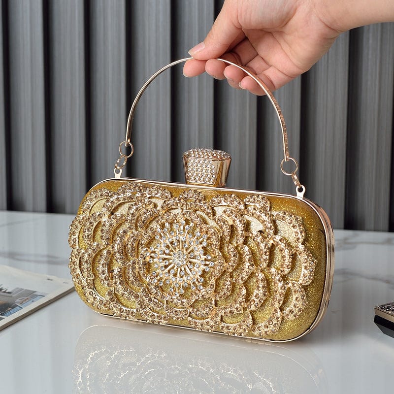 Custom Trendy Style Luxury Pearl Round flower sequins Clutch Diamond Chain white for Party crystal Evening Bags
