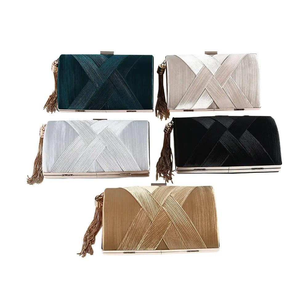 Customized colors Factory Direct Good Sell Brand New Handmade Weave Evening Bag Tassel Clutch With Satin For Wedding/banquet/party