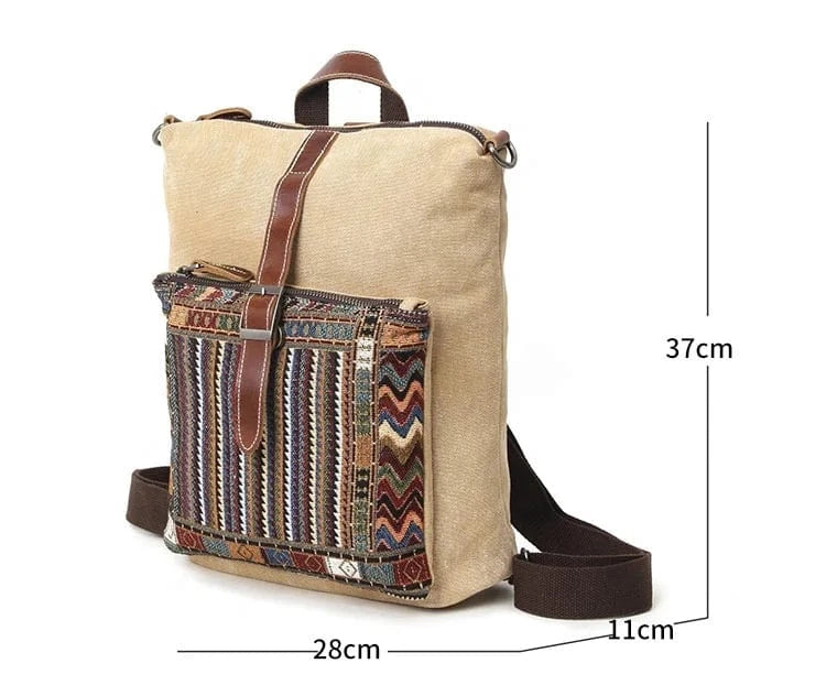 Customized New Ethnic Canvas Backpack For Women National Backpacks Leisure Travel Rucksack Embroidery Student School Bag