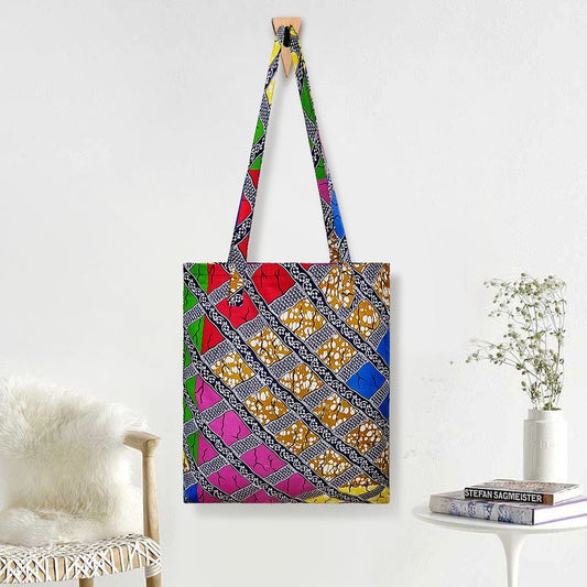 Customized Printed Eco-friendly 100% Cotton African Handbag Ankara Wax Print Reusable Shopping Bags Tote Bag